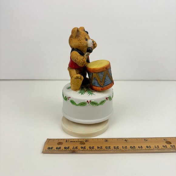 Vtg Christmas Windup Musical Teddy Bear Figurine‎ Jingle Bells Song Ceramic - Picture 3 of 9